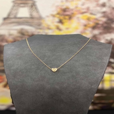 TOPTANBULURUM Altın Kaplama Minimal Kalp Tasarım İnce Zincirli Kolye 40 cm