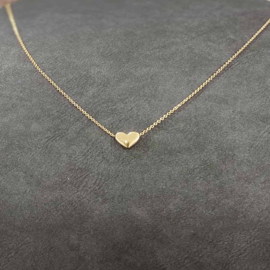 TOPTANBULURUM Altın Kaplama Minimal Kalp Tasarım İnce Zincirli Kolye 40 cm