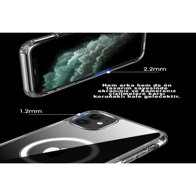 TOPTANBULURUM Iphone 12 Kılıf Kamera Lens Korumalı Magsafe Destekli Şeffaf Darbe Emici Sert Kapak