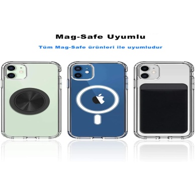 TOPTANBULURUM Iphone 12 Pro Max Kılıf Kamera Lens Korumalı Magsafe Destekli Şeffaf Darbe Emici Sert Kapak