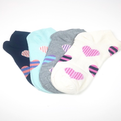 TOPTANBULURUM Kadın Bilek Çorap Yazlık Pamuklu Yumuşak Kalp Desen 4 Çift
