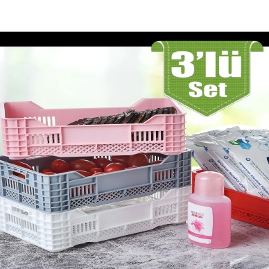 Kasa Sepet 3lü Set Çok Amaçlı Mini Plastik Organizer Mutfak Düzenleyiciler 17x10x6 cm