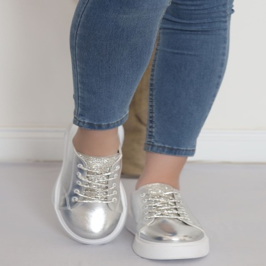 Taş Detaylı Spor Ayakkabı Gümüş - 17386.264.