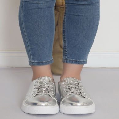 Taş Detaylı Spor Ayakkabı Gümüş - 17386.264.