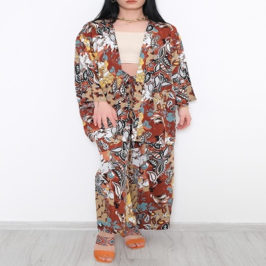 Kimono Takım Bejdesenli - 10553.1095.