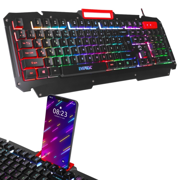 Everest KB-R800 METAFOR USB Gökkuşağı Aydınlatmalı Q Metal Yüzey Gaming Oyuncu Klavyesi