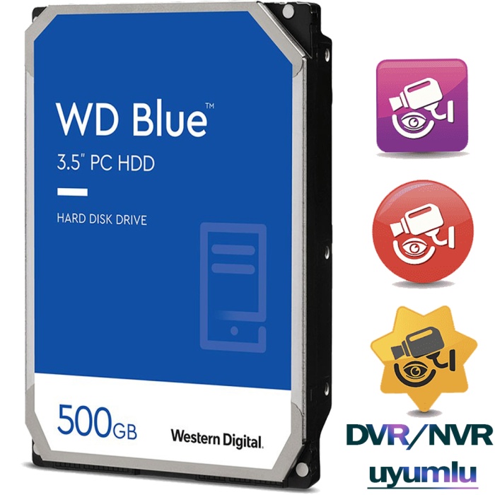 500GB WD WD5000AURX 64MB 7200RPM 3.5 SATA 3 6Gbit/s Güvenlik Kamerası Diski