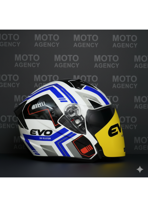 EVO ÇENESİZ YARIM KASK VİZÖRLÜ MAVİ-BEYAZ
