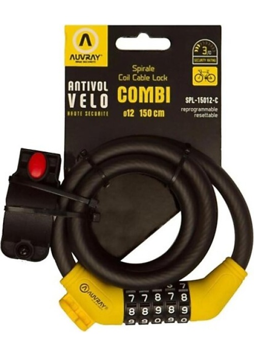 Auvray Spiral Sifreli Motosiklet Ve Bisiklet Kilidi 150Cm D.12 En