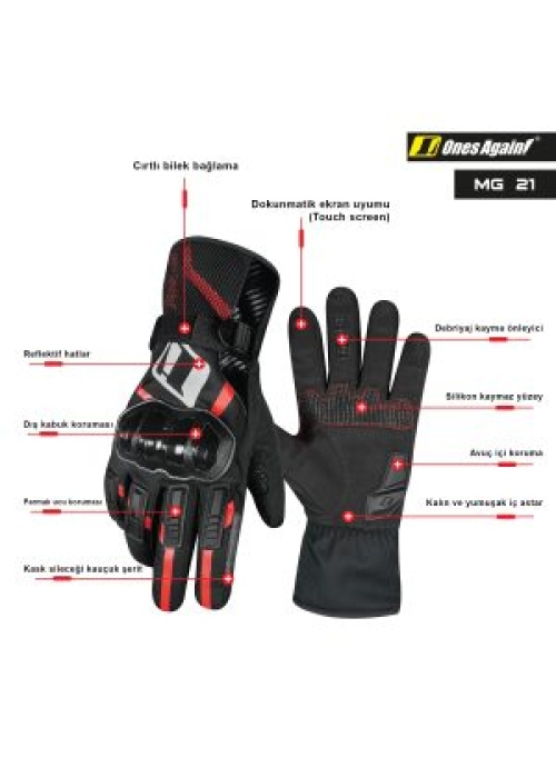 Ones Again MG21 Kışlık Kırmızı Eldiven
