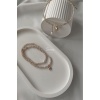 2li Beton Sunum Tepsisi, 2li Beton Saksı Altlığı 2li Dekoratif Tabak, Banyo Organizer, Oval Tepsi