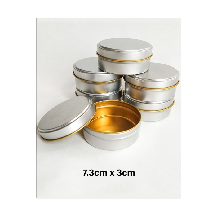 Silver Gümüş Dekoratif Metal Mum Sabun Takı Aksesuar Hediyelik Saklama Kutusu - 7,3 Cm x 3 Cm