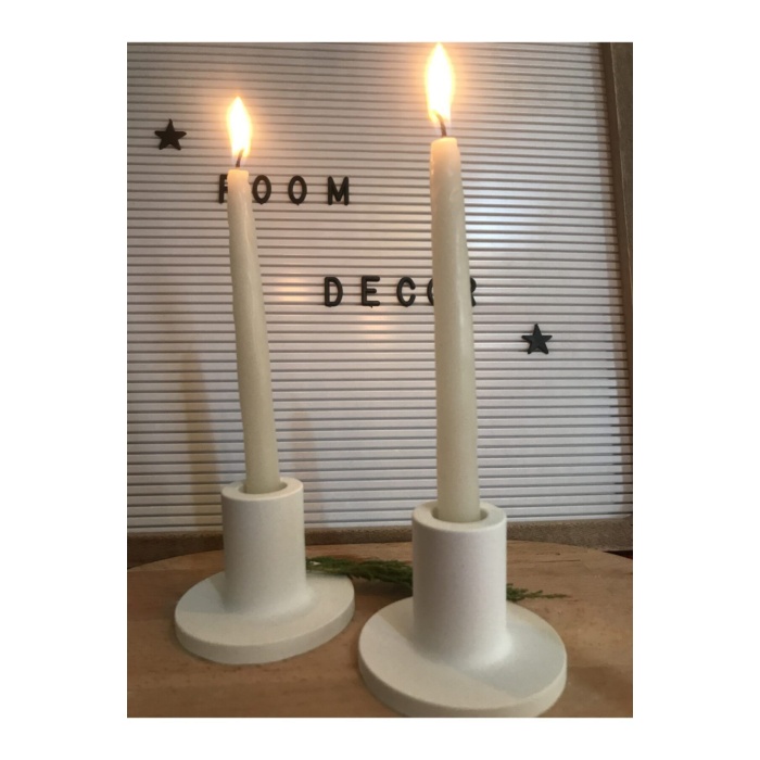 Modern Beton Şamdan Mumluk 2’li Set Beyaz Renk