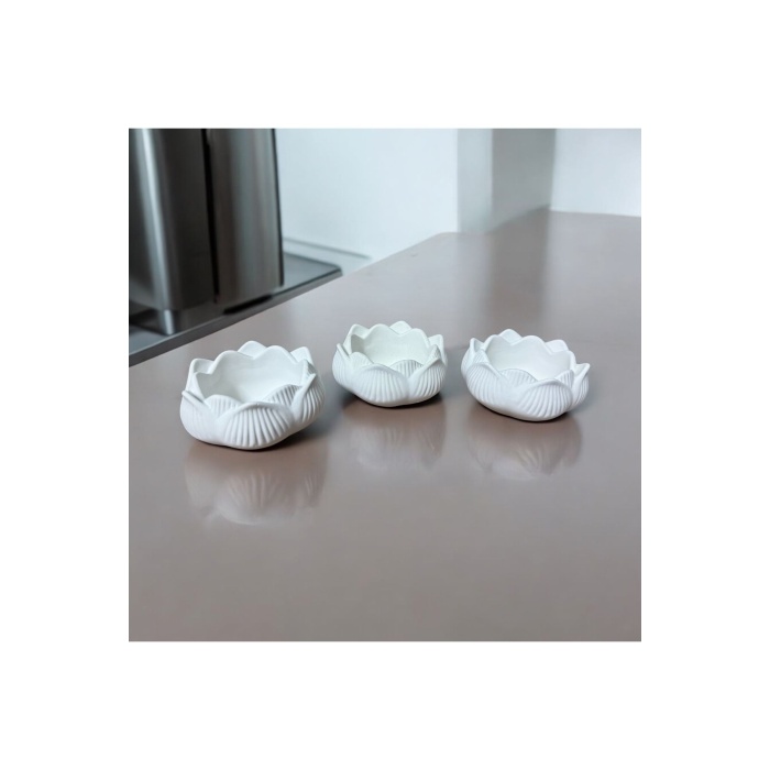 3’lü Lotus çiçeği & Dekoratif Mumluk & Hediyelik eşya & Tealight mumluk & dekor süs & alçı mumluk
