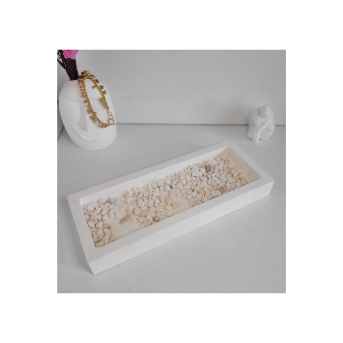 Beyaz Sunum Tepsisi Mum Tepsisi 24,3x9,8x2,5 Cm