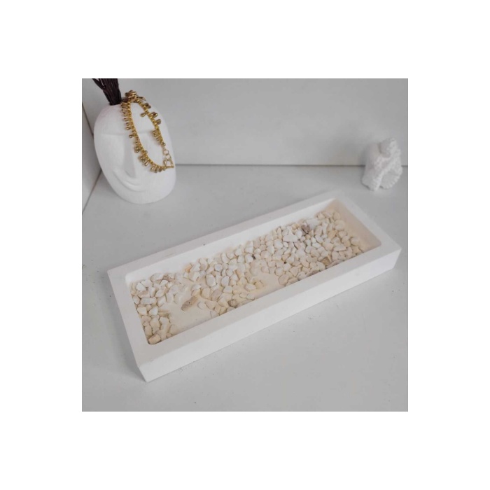 Beyaz Sunum Tepsisi Mum Tepsisi 24,3x9,8x2,5 Cm