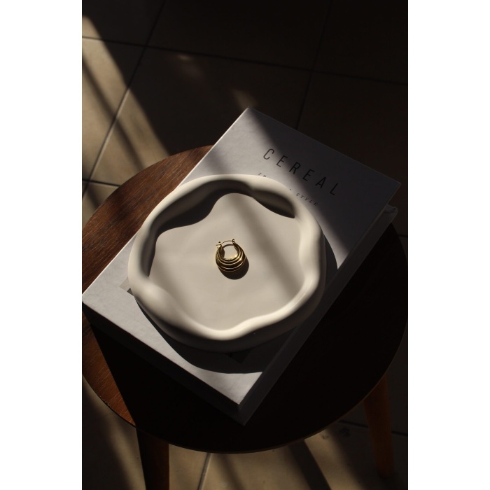 Vıvasto Dekoratif  Sunumluk Seti, Dekoratif Takı Tabağı,Saksılık,Tütsülük,Mumluk (100%) Taş Tozu -O-
