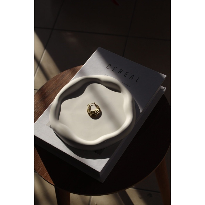 Vıvasto Dekoratif  Sunumluk Seti, Dekoratif Takı Tabağı,Saksılık,Tütsülük,Mumluk (100%) Taş Tozu -O-