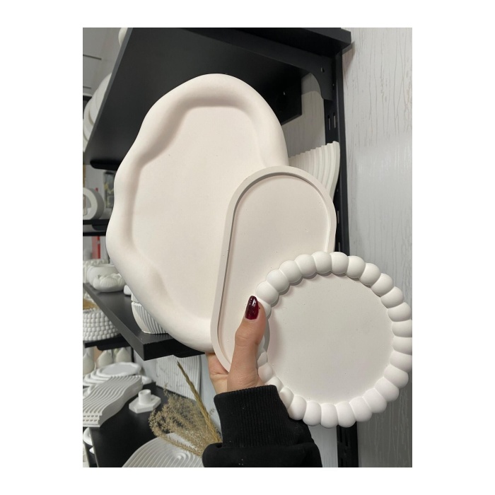 Üçlü Takı Tabağı Dekoratif Alçı Süs Eşyası 15 x 15  TBK-1013