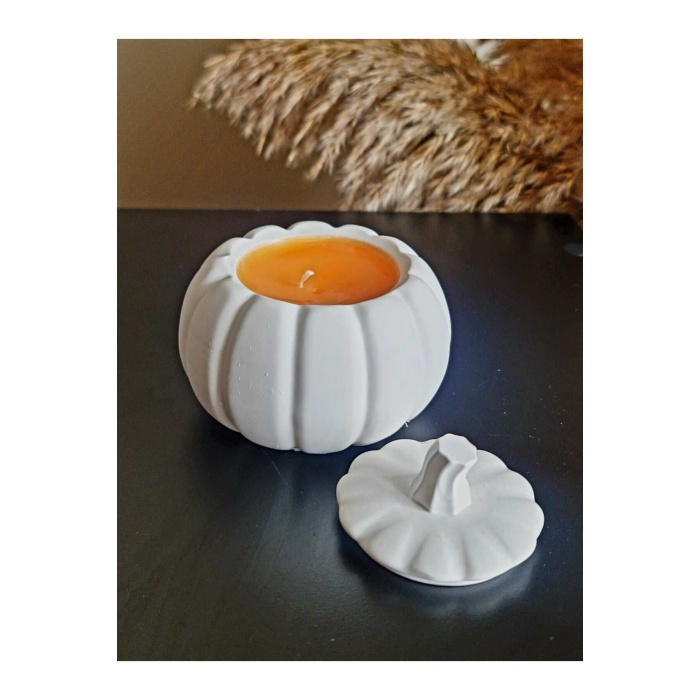 Dekoratif Kapaklı Bal Kabağı Beton Mum