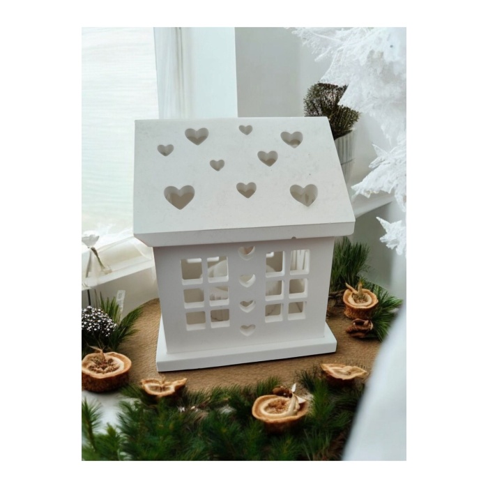 Dekoratif Ahşap LOVE Yazılı Mini Mumlu Ev – Romantik ve Şık Tasarım