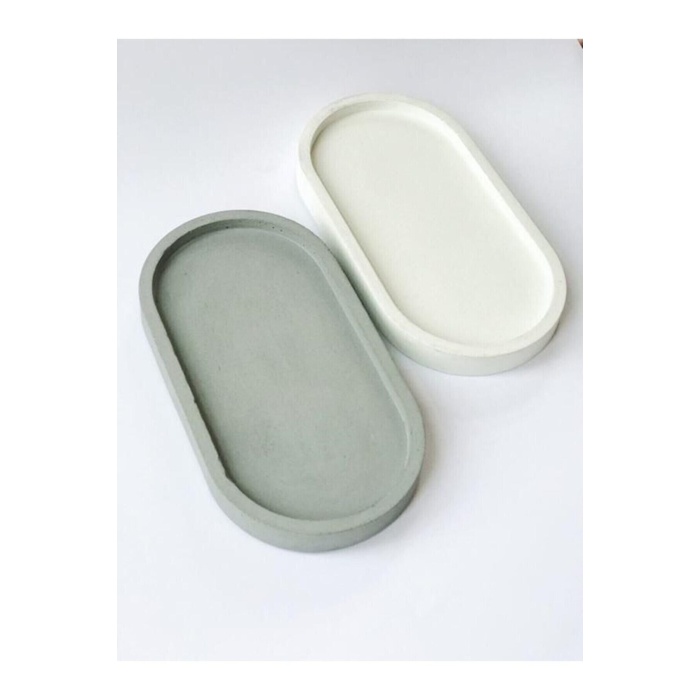 2li Dekoratif Oval Beton Tabak