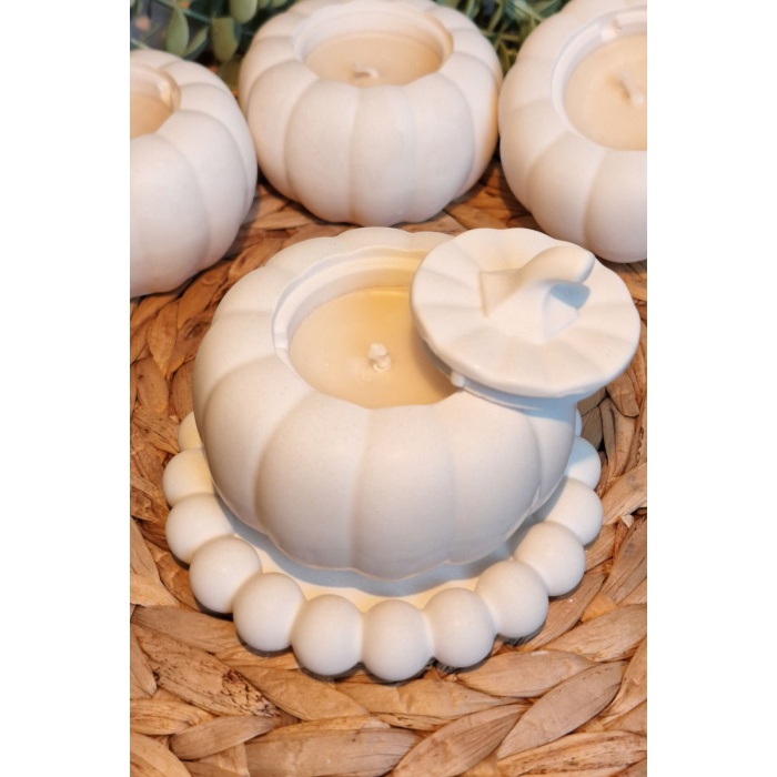 Dekoratif Tepside Balkabağı Soya Wax Mum