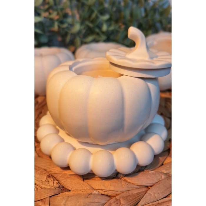 Dekoratif Tepside Balkabağı Soya Wax Mum