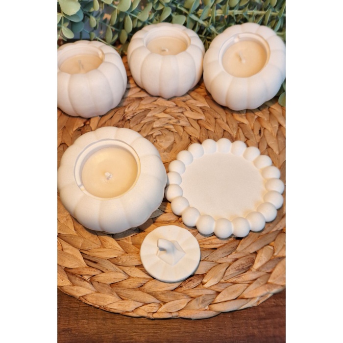 Dekoratif Tepside Balkabağı Soya Wax Mum