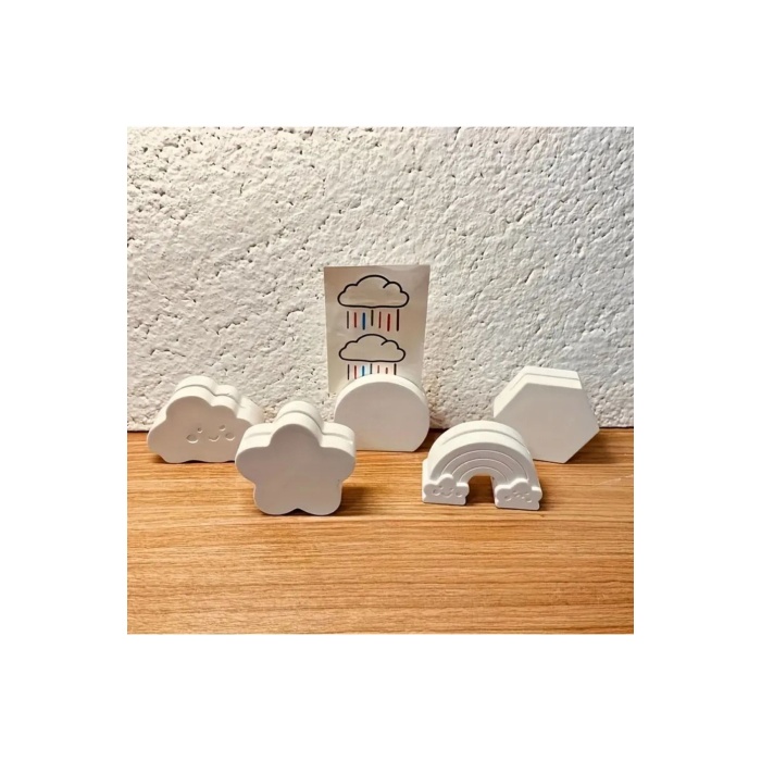 6lı Beyaz Kalp, Çiçek, Gökkuşağı, Bulut, Altıgen, Yuvarlak Not, Kart, Fotoğraf Tutucu (BETON)