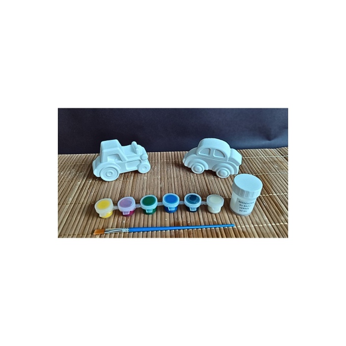 6 Adet (3D) Sevimli Taşıtlar Figürlü Taş Boyama Seti Çocuk Gelişimi Etkinlik Seti Zoo Stone Painting