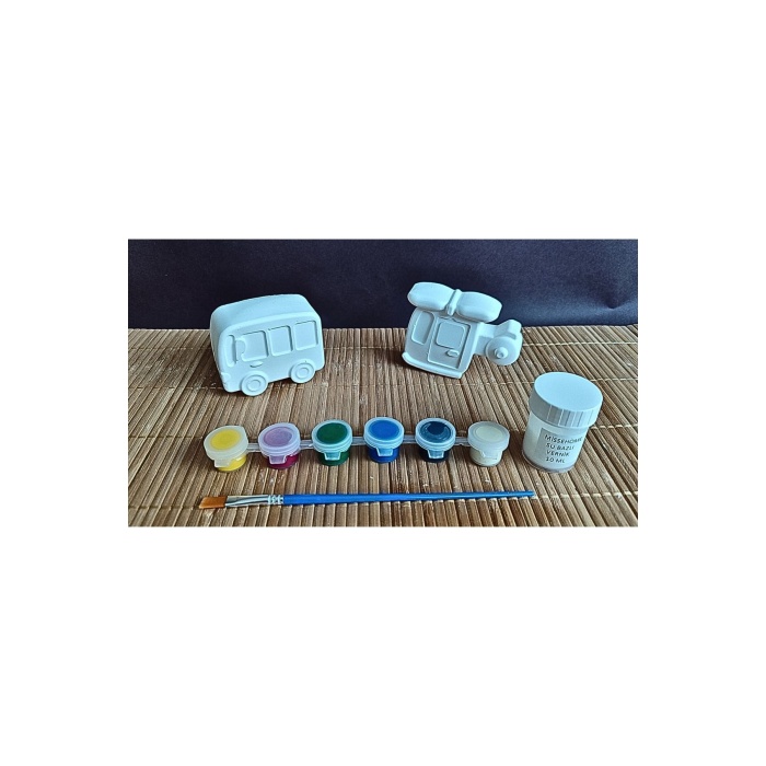 6 Adet (3D) Sevimli Taşıtlar Figürlü Taş Boyama Seti Çocuk Gelişimi Etkinlik Seti Zoo Stone Painting