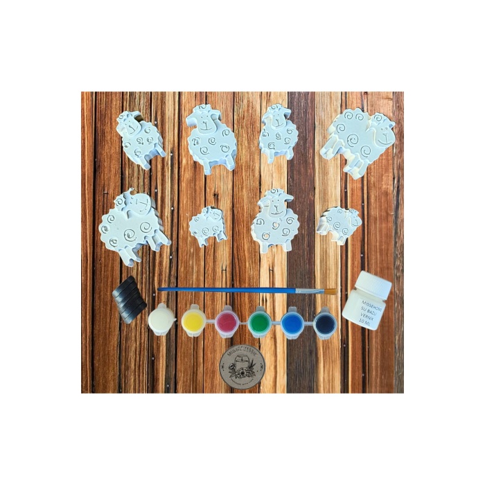 8 Adet (3D) Sevimli Kuzucuk Figürlü Taş Boyama Seti Çocuk Gelişimi Etkinlik Seti Zoo Stone Painting