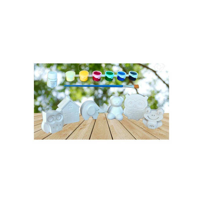 6 Adet (3D) Sevimli Hayvanlar XL Boy Taş Boyama Çocuk Gelişimi Etkinlik Seti Zoo Stone Painting