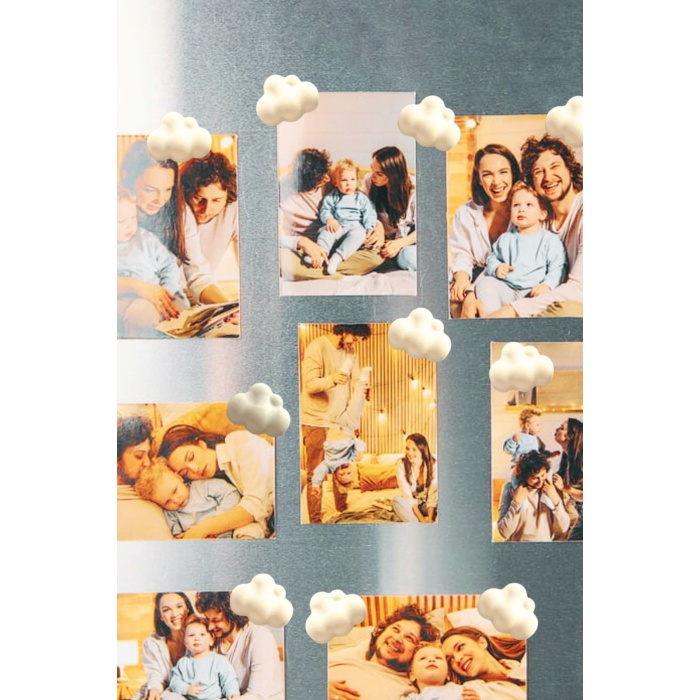10lu Mini Beyaz Bulut Buzdolabı Magneti , Mıknatıslı Fotoğraf Tutucu Magnet