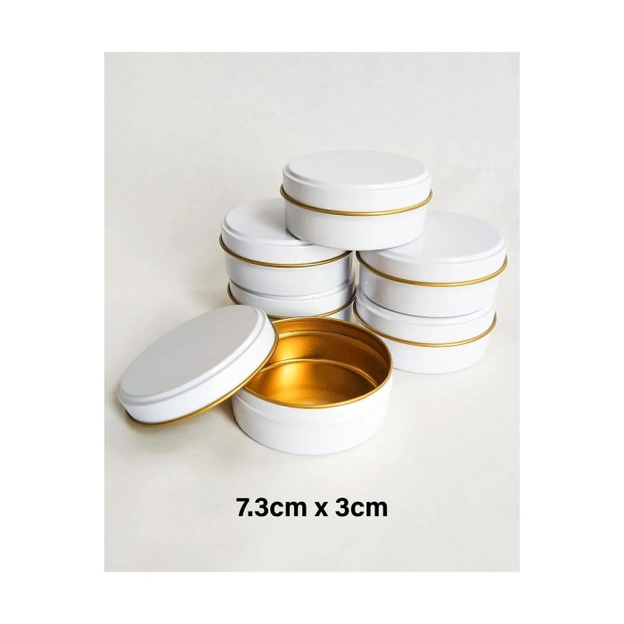 Metal Teneke Kutu - Çok Amaçlı Mum, Sabun ve Hediyelik Hazırlama Kutusu 7,3x3,1 cm (10 Adet)