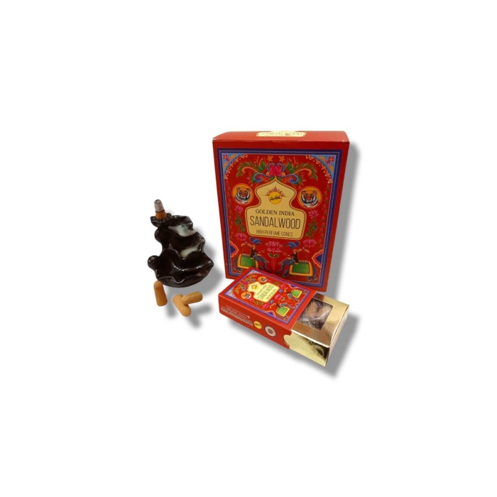 Sandalwood Golden India Naturel Geri Akış Şelale Tütsü (10 ADET)