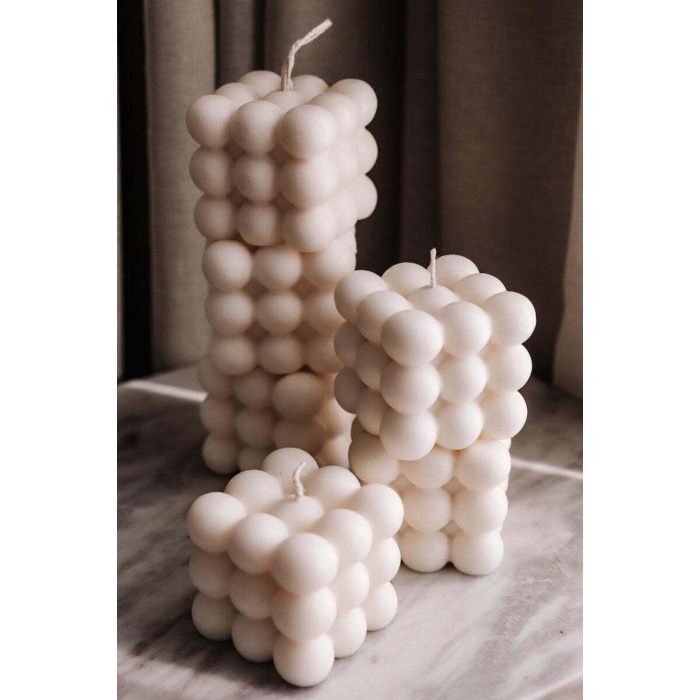 2 Li Bubble Candle Mum Kokulu Dekoratif Mum El Yapımı