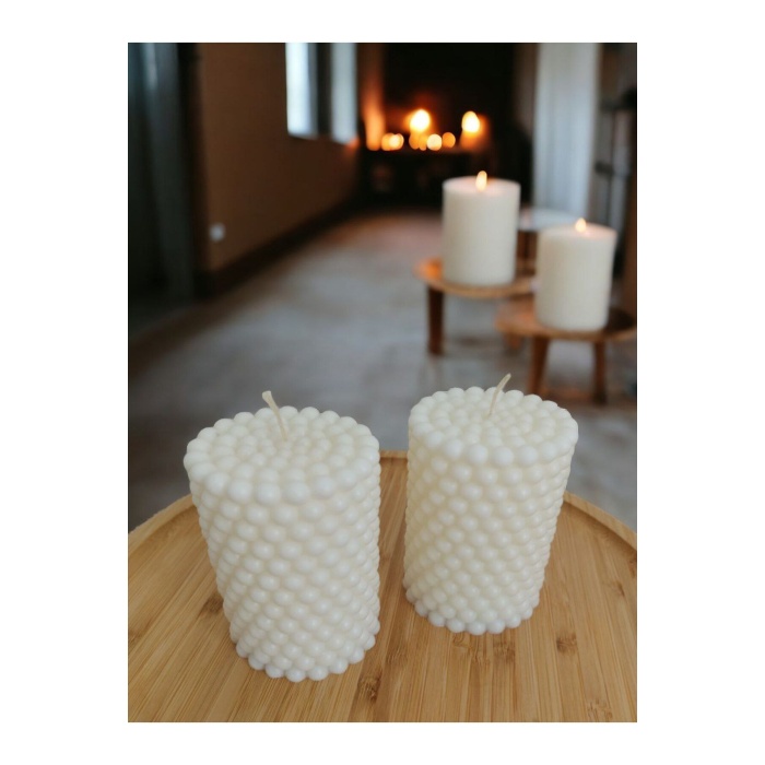 2 Adet Bubble Silindir Mum Vanilya Kokulu Soya Wax Doğal Vega  Mum