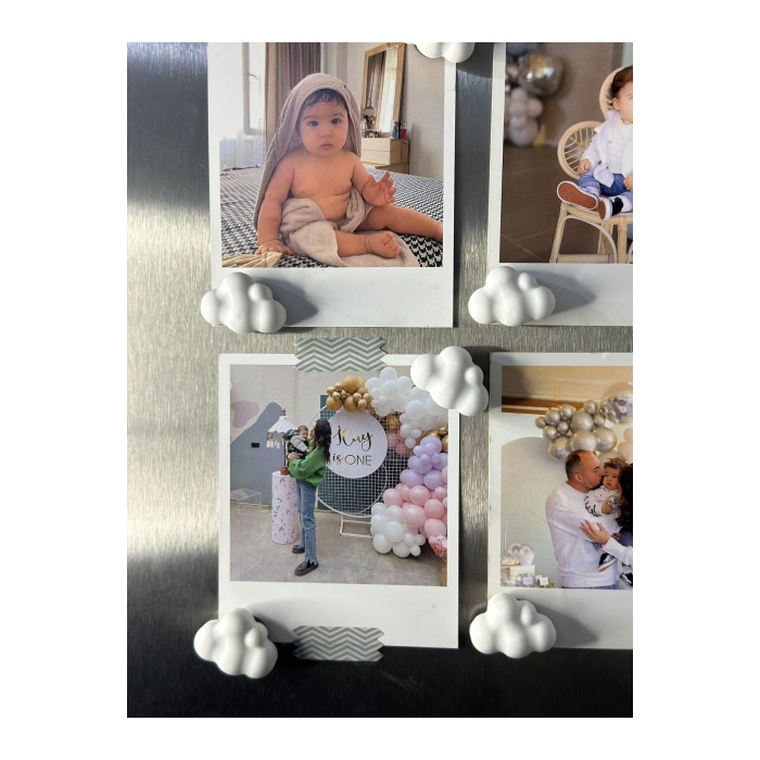 8li Mini Bulut Buzdolabı Magneti | Muknatıslı Fotoğraf Tutucu Magnet ( Hediyeli Ürün)