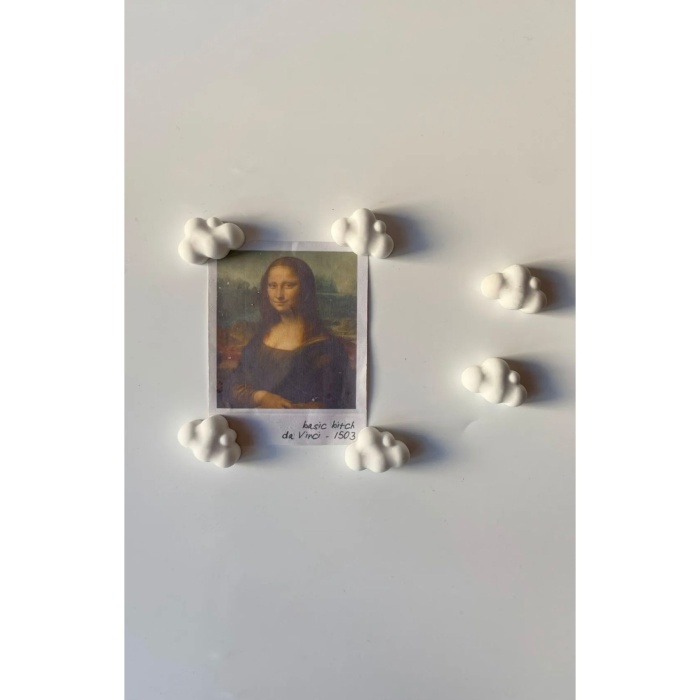 8’lı Mini Beyaz Bulut Buzdolabı Magneti , Mıknatıslı Fotoğraf Tutucu Magnet