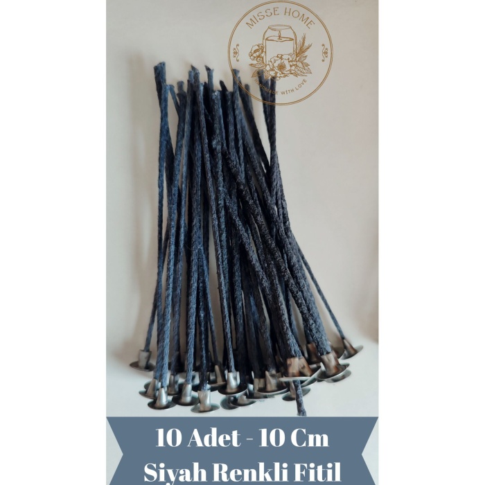Hazır Mumlanmış Çıtçıtlı %100 Pamuk 10 Adet Renkli Mum Fitili, Parafin, İnci Mum, Soya Wax, Jel Mum
