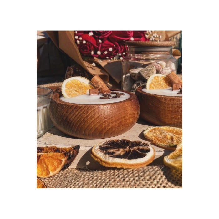 Bambu kasede Ahsap Fitilli Aromaterapi dogal soya mumu-ÇİKOLATA AROMALI