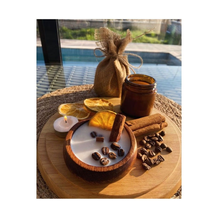 Bambu kasede Ahsap Fitilli Aromaterapi dogal soya mumu-ÇİKOLATA AROMALI