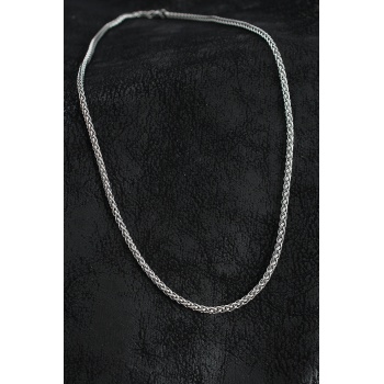 316L Çelik Sık Örme Zincir Model Gümüş Renk Erkek Kolye - TJ-ERK1395