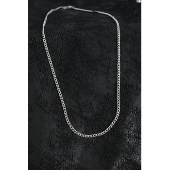 316L Çelik İnce Klasik Zincir Model Gümüş Renk Erkek Kolye - TJ-ERK1397