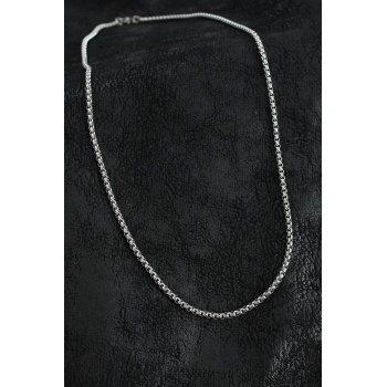 316L Çelik Örme Zincir Model Gümüş Renk Erkek Kolye - TJ-ERK1399