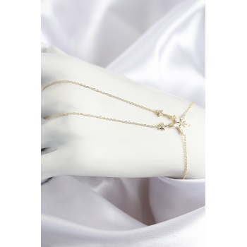 Pirinç Zirkon Taşlı Yıldız Model Gold Renk Şahmeran - TJ-SN710