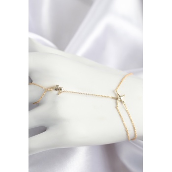 Pirinç Zirkon Taşlı Deniz Atı Ve Yıldız Model Gold Renk Şahmeran - TJ-SN713