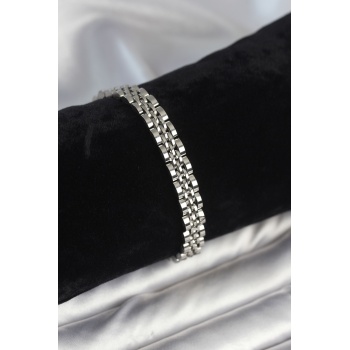 316L Çelik 7 mm Kalınlıkta Gümüş Renkli Erkek Bileklik - TJ-EB3768